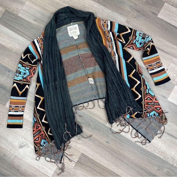 Billabong Dream Chaser Aztec Southwestern Boho Fringe Hem Cardigan Sweater Small - Picture 12 of 14